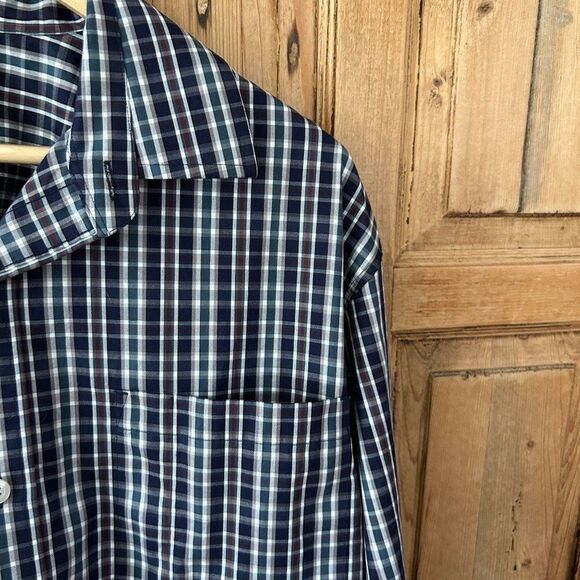 Duluth Trading Company Large Blue Red White Plaid Button Front Shirt - Picture 4 of 5
